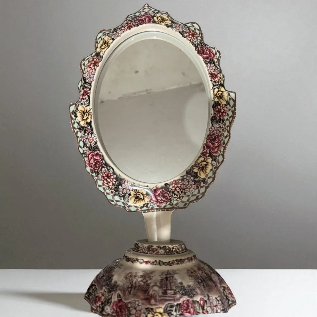 İthal Fine Porcelain Çiçek Desenli Dekoratif Ayna