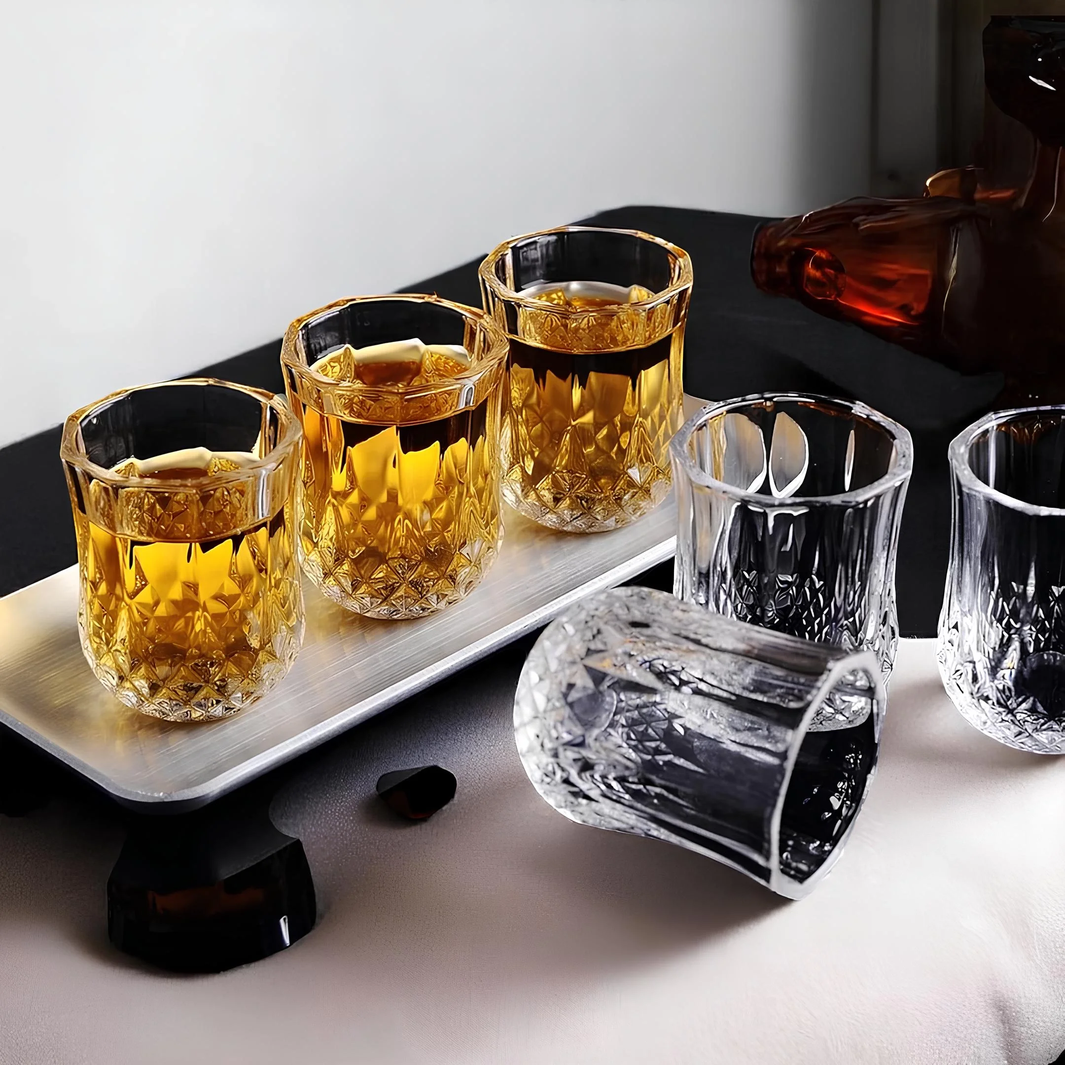 6'lı Kristal Görünümlü Kahve Yanı Bardağı Seti