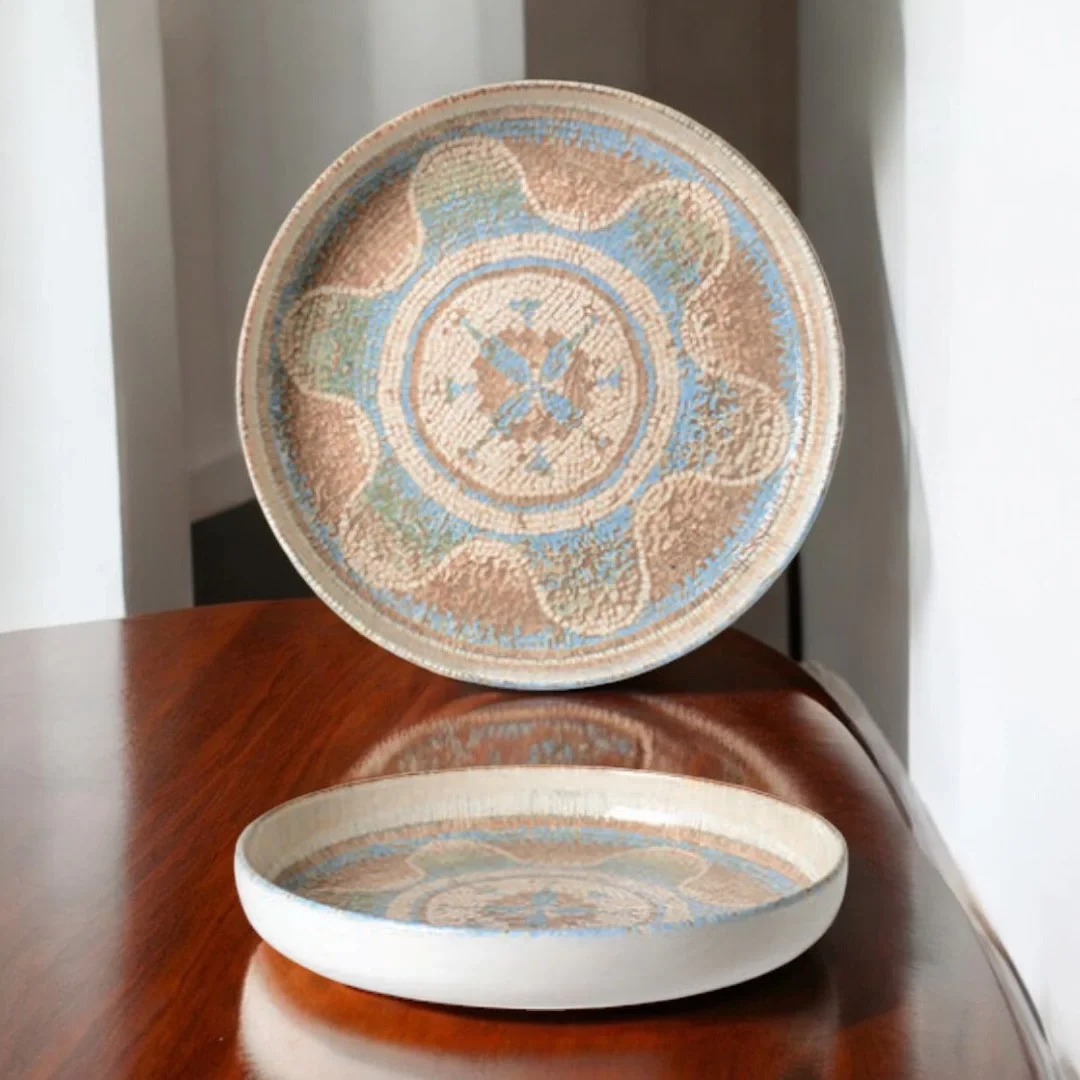 Etnik Esintili Mozaik Desenli Porselen Makarna Tabağı - Sofranıza Sanatsal Bir Dokunuş Katın