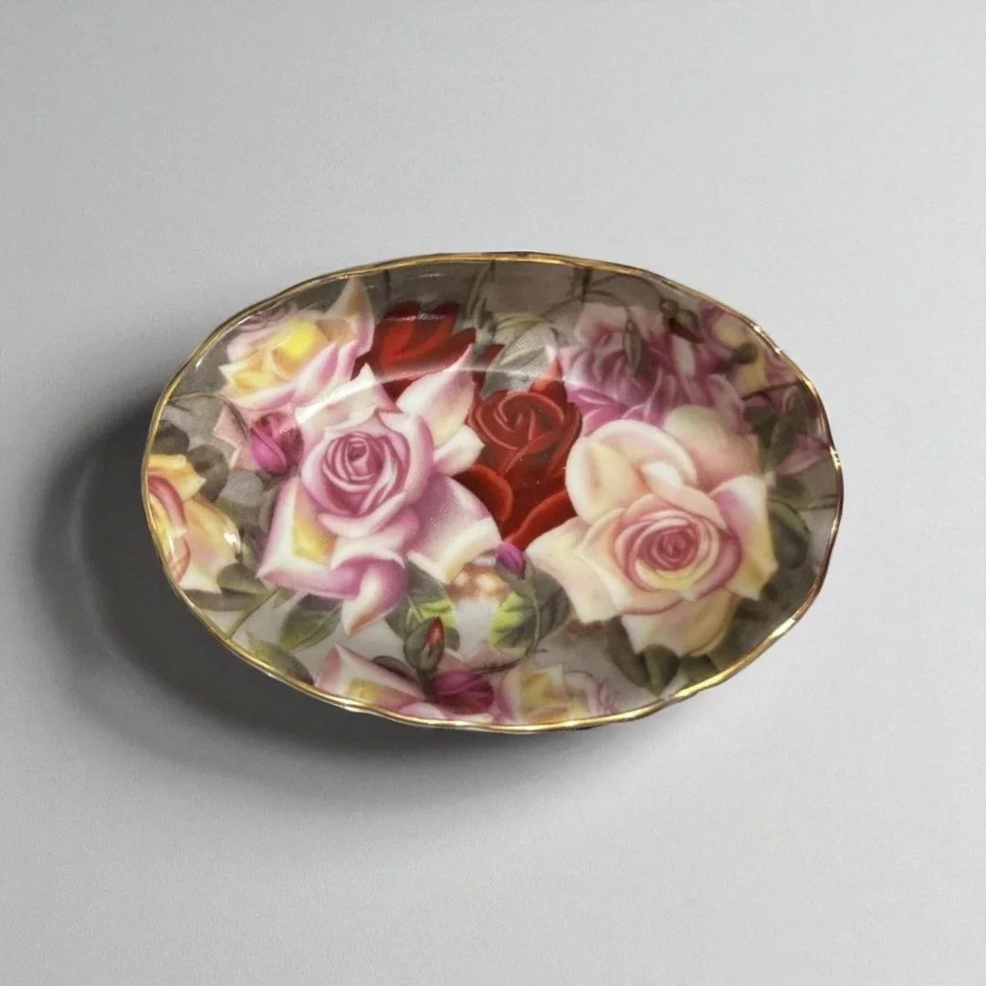 İthal Porselen Gül Desenli Lokumluk (10 cm – 6’lı Set)