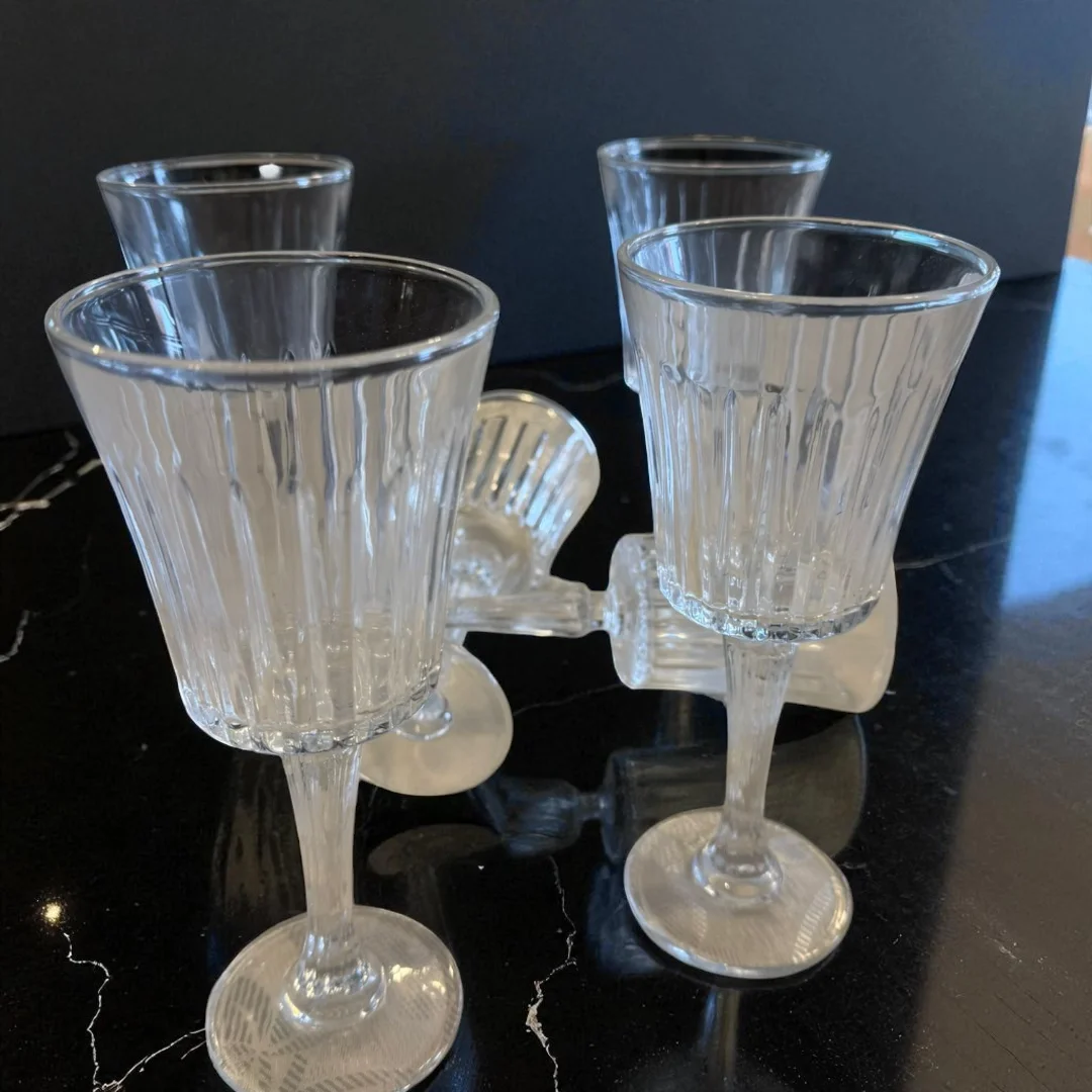 Çizgili Desenli Kesme Cam Kahve Yanı Fincan Takımı (6’lı)