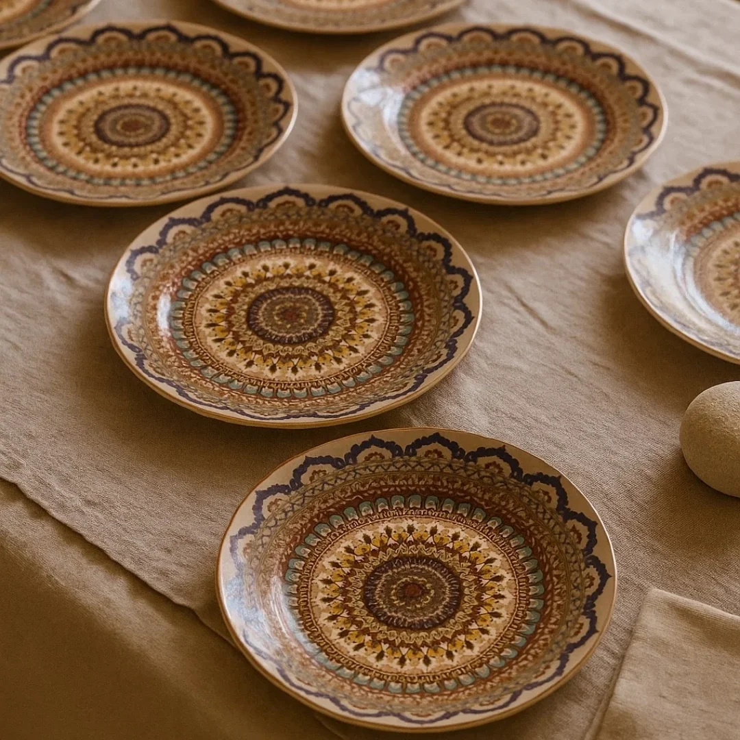Canlı Desenleriyle Sofranıza Enerji Katın: 7 Parça Servis ve Pasta Tabağı ve Çay Tabakları Seti