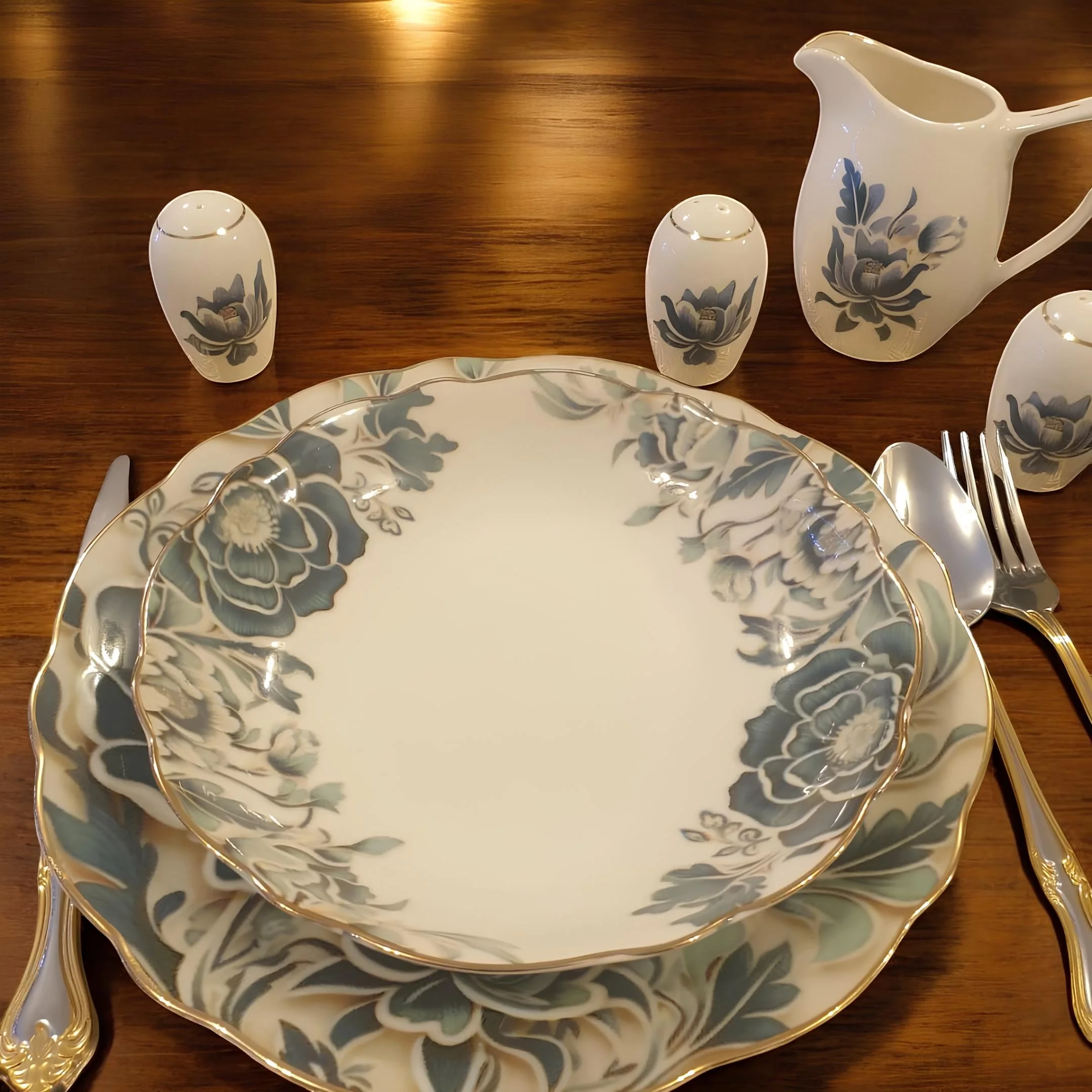 Lüks Porselen Yemek Takımı 55 Parça 12 Kişilik