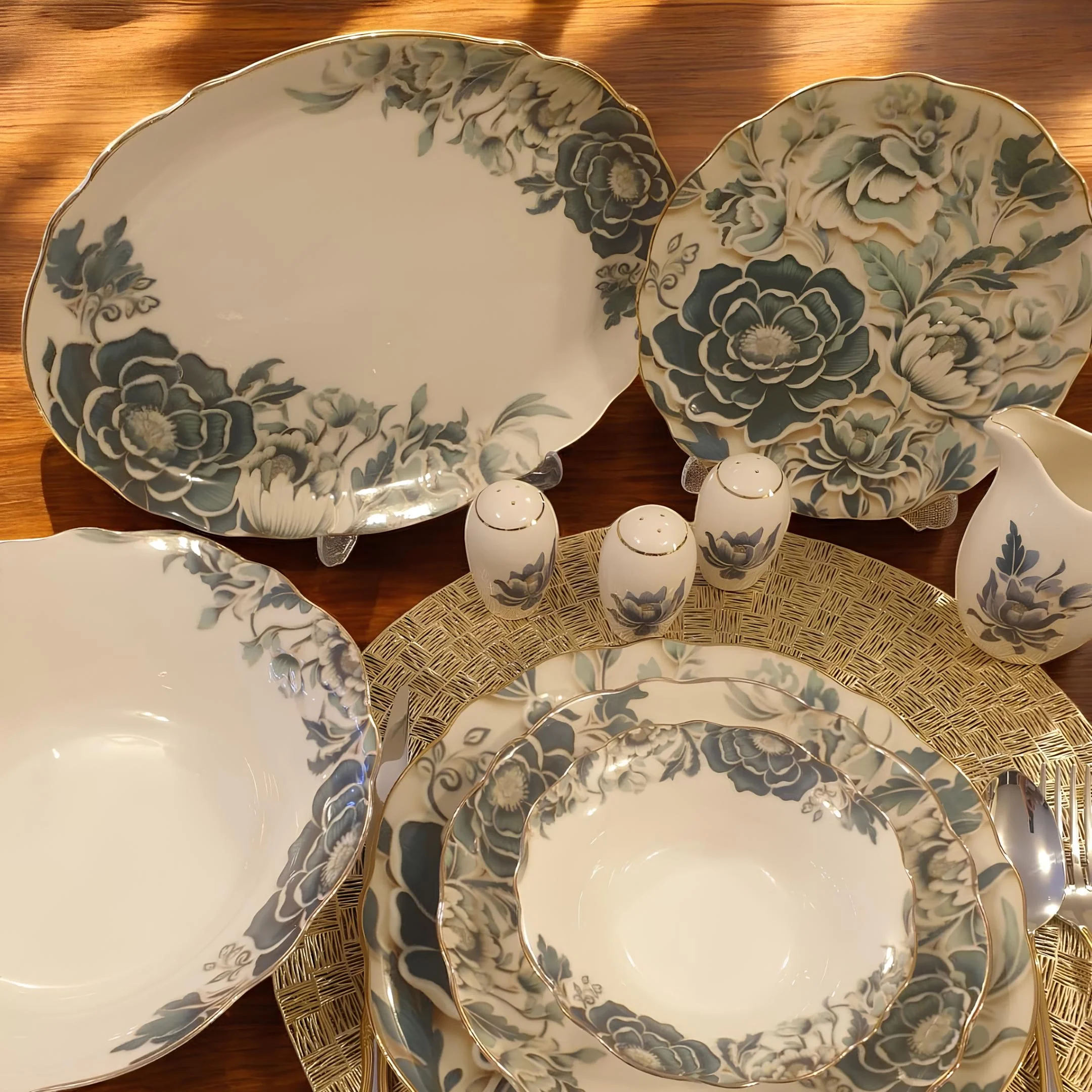 Lüks Porselen Yemek Takımı 55 Parça 12 Kişilik