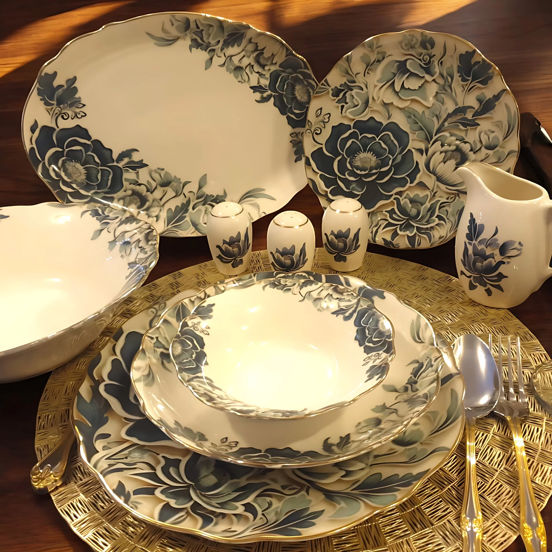 Lüks Porselen Yemek Takımı 55 Parça 12 Kişilik