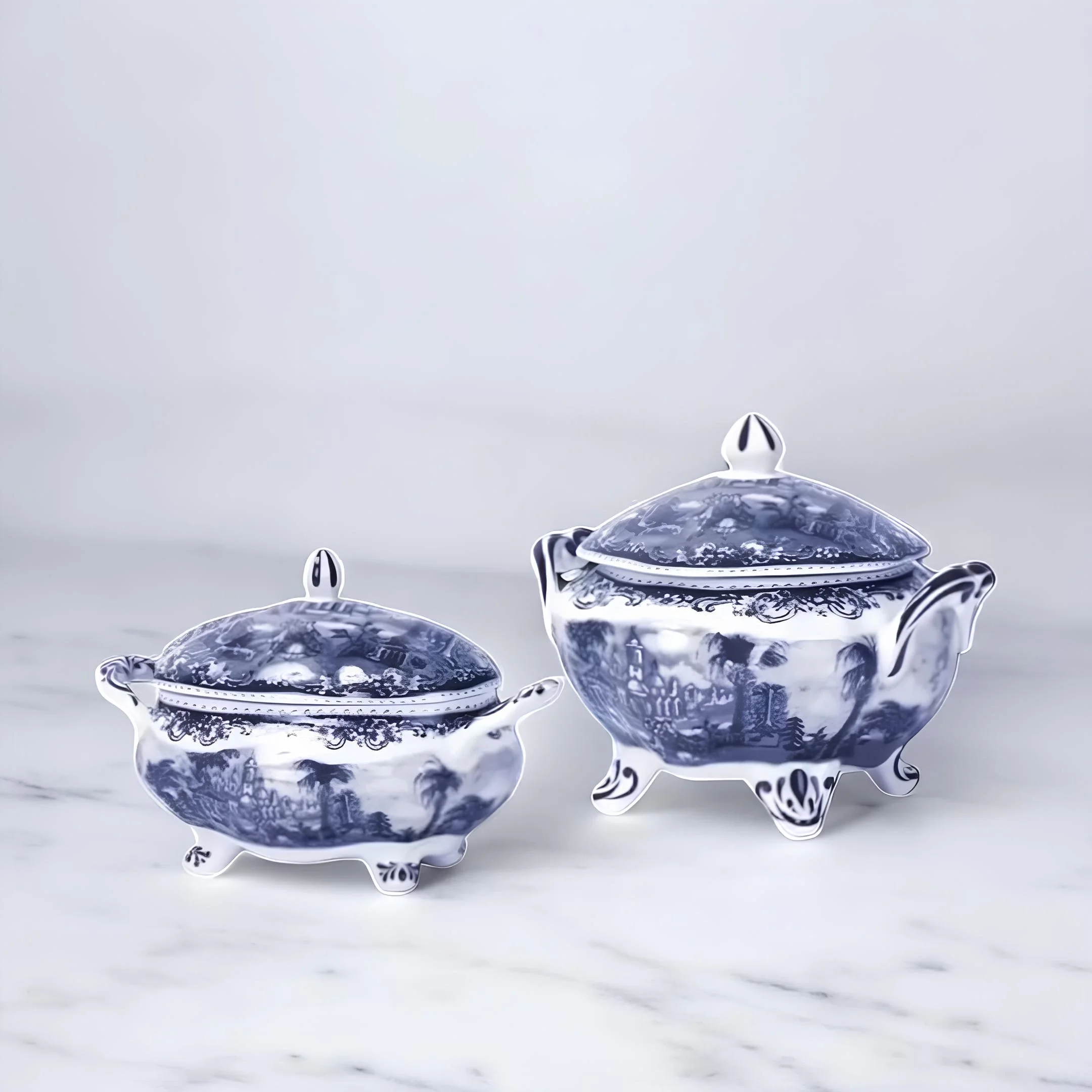 Mavi Beyaz Desenli Bavaria Porselen Şekerlik - Sofranıza Klasik Bir Zarafet Katın