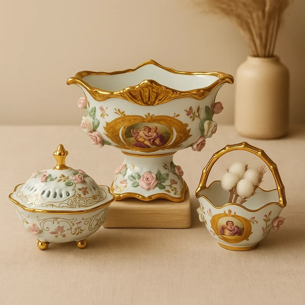 Zamansız Şıklık Bir Arada – 3 Parça Klasik Porselen Set